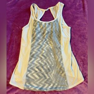 Women's White and Gray Chevron Tank Top #495